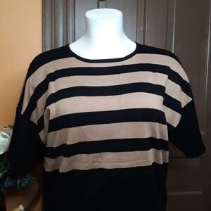 Notation Women's Black Tan Tunic Blouse size 2X